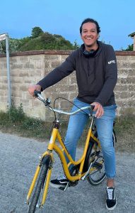 Sebastián on his bike